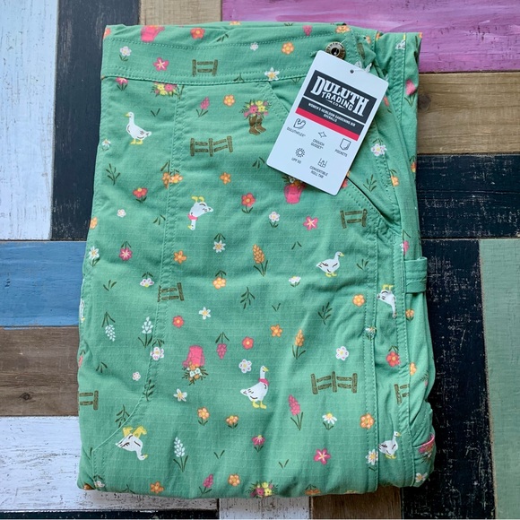 NWT Duluth M x35L Heirloom Gardening Bib Overalls Glacial Green Garden Goose - Picture 7 of 9